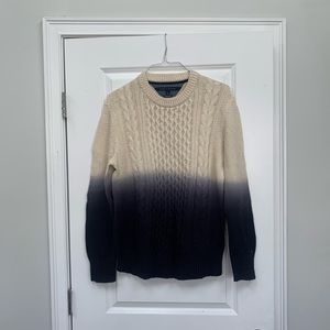 Mens Tommy Hilfiger dip dyed sweater blue/tan cable knit